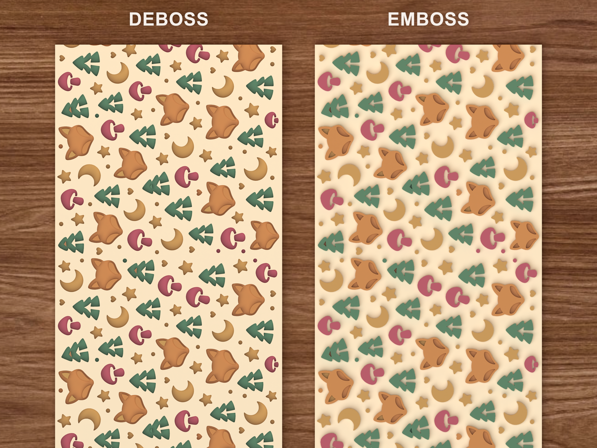 Fox Woodland Textured Roller - 06 emboss deboss comparison colored
