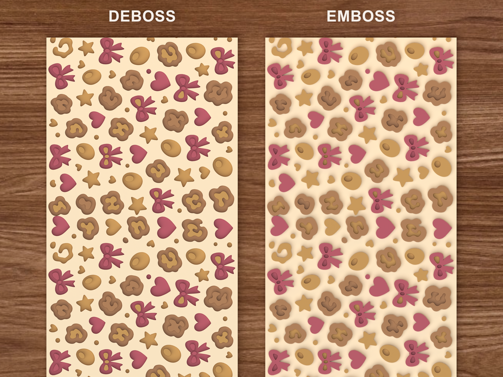 Leopard Fashion Textured Roller STL File - 06 emboss deboss comparison colored