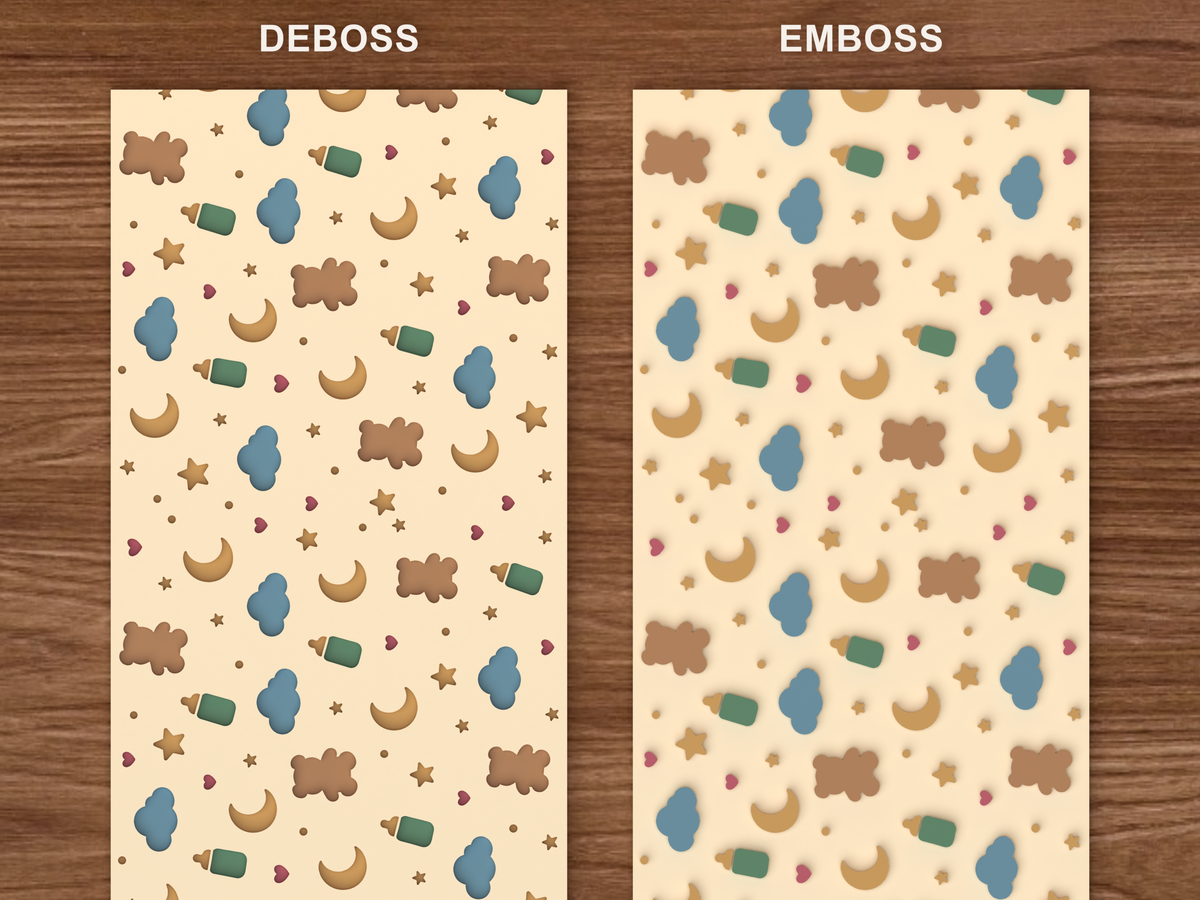 Baby Nursery Night Sky Textured Roller - 06 emboss deboss comparison colored