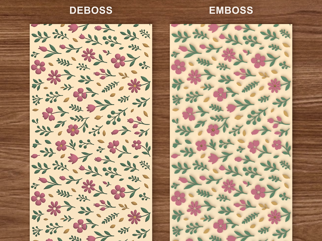 Botanical Wildflower Textured Roller STL File - 06 emboss deboss comparison colored