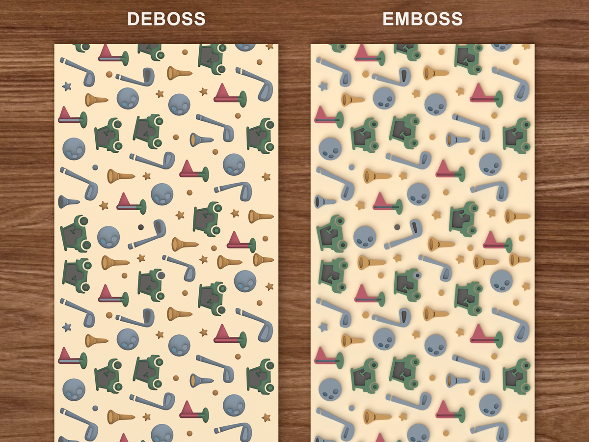 Golf Course Textured Roller - 06 emboss deboss comparison colored