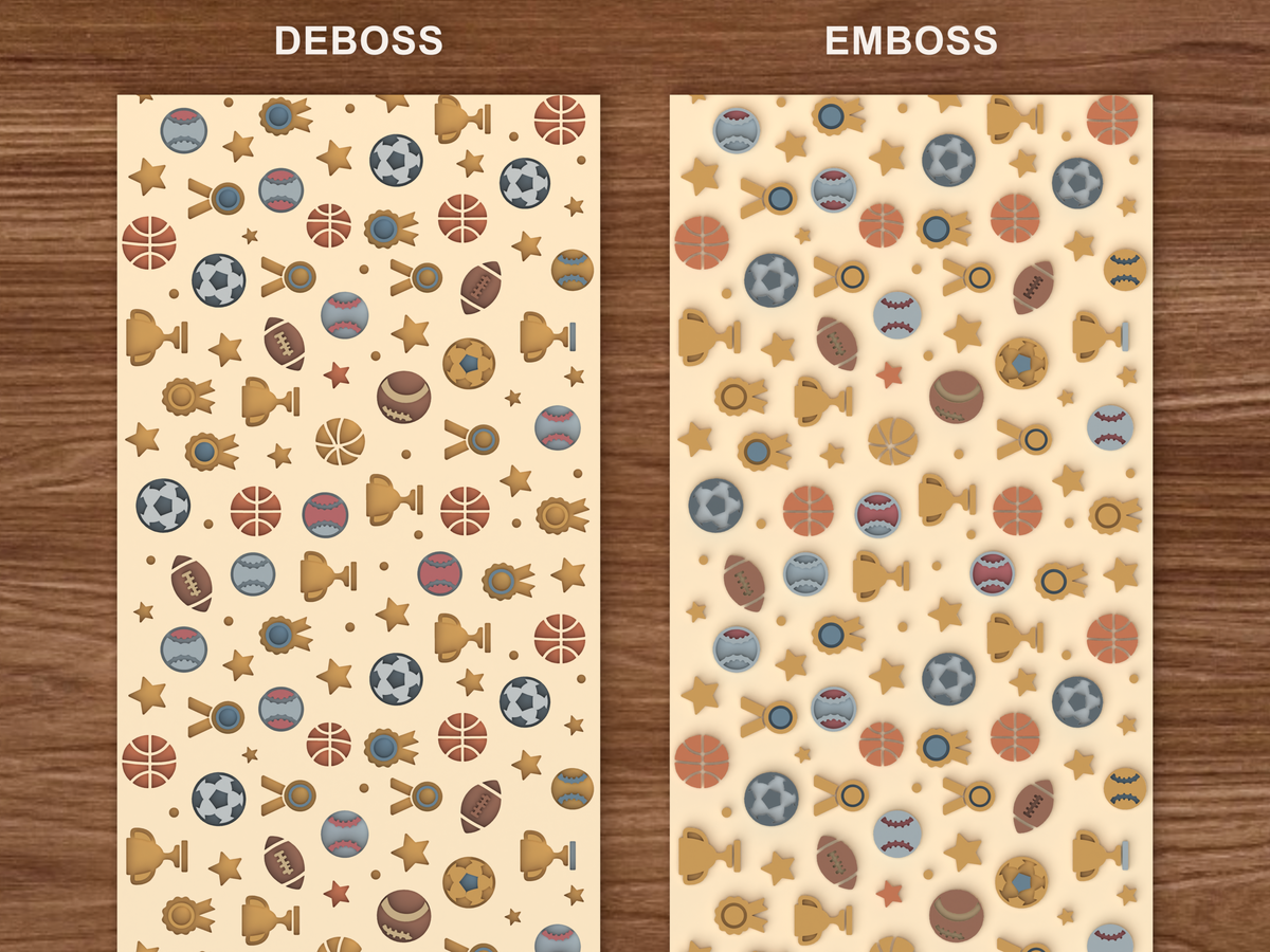 Sports Awards Textured Roller - 06 emboss deboss comparison colored