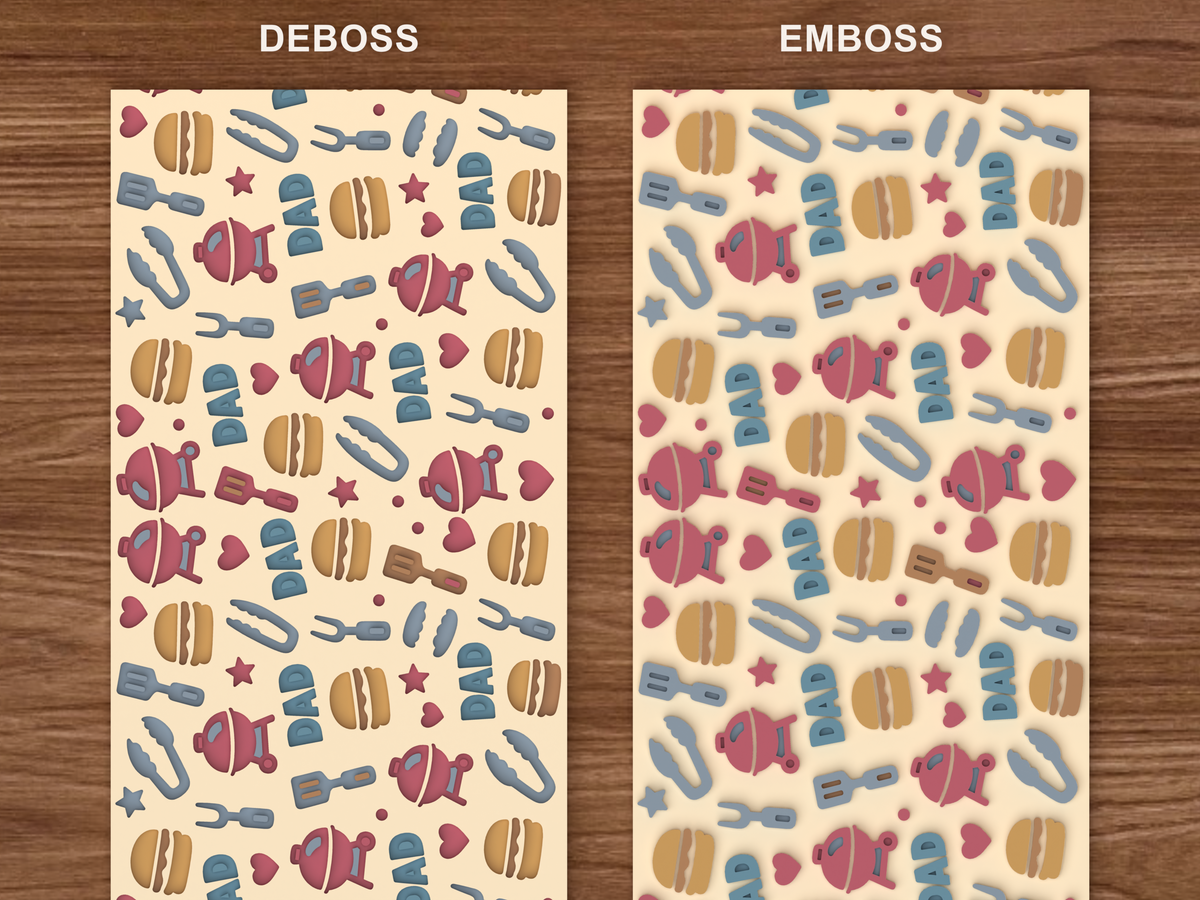 Father's Day BBQ Textured Roller - 06 emboss deboss comparison colored