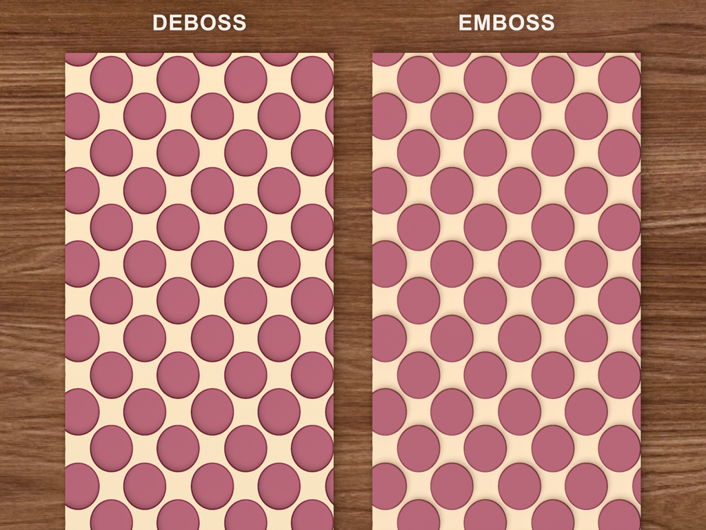 Oversized Polka Dot Textured Roller STL File - 06 emboss deboss comparison colored