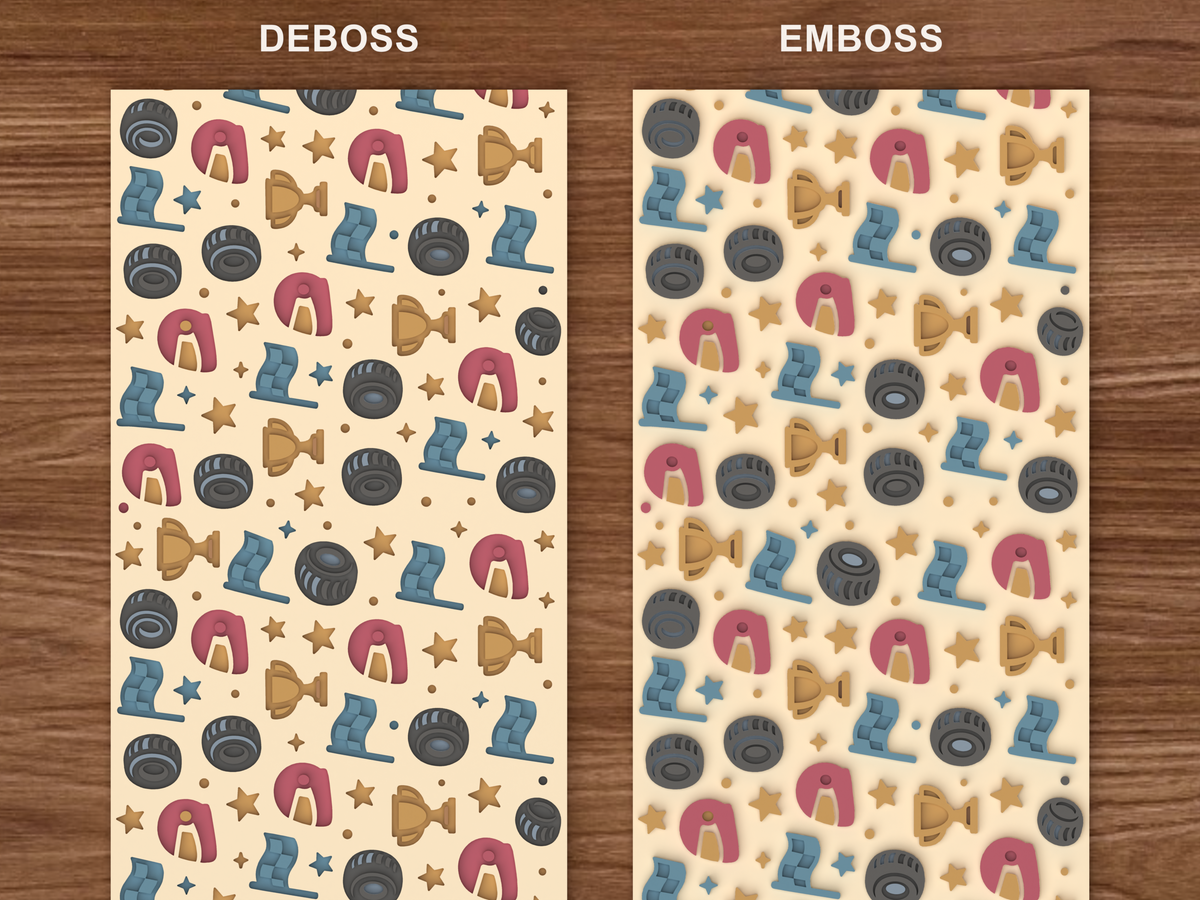 Auto Racing Textured Roller - 06 emboss deboss comparison colored