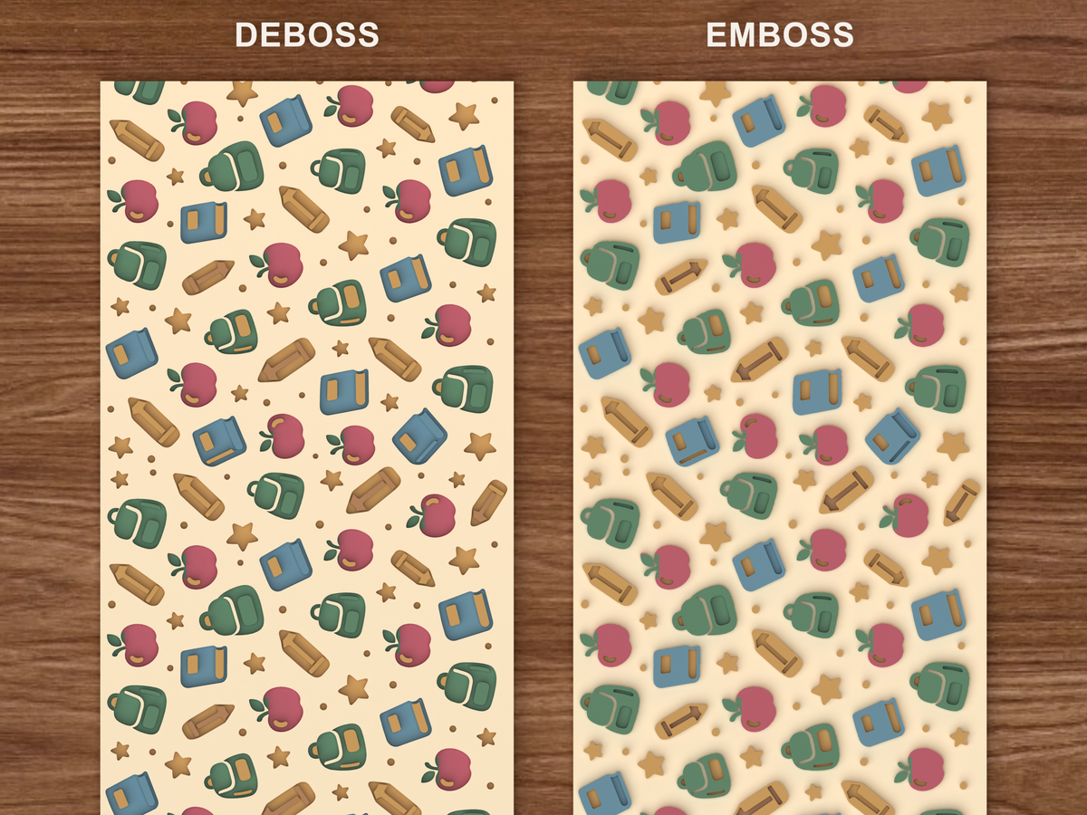 Back to School Textured Roller - 06 emboss deboss comparison colored