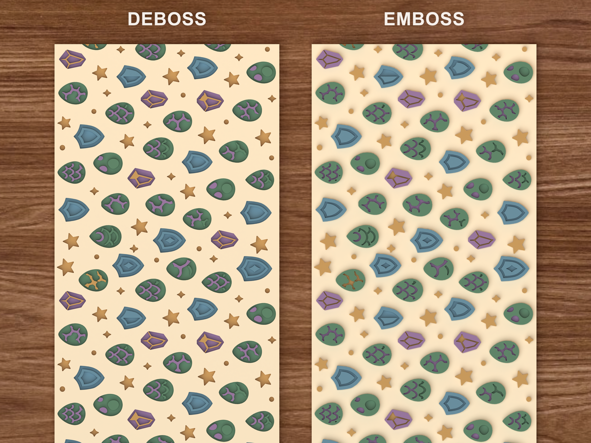 Dragon Fantasy Textured Roller - 06 emboss deboss comparison colored