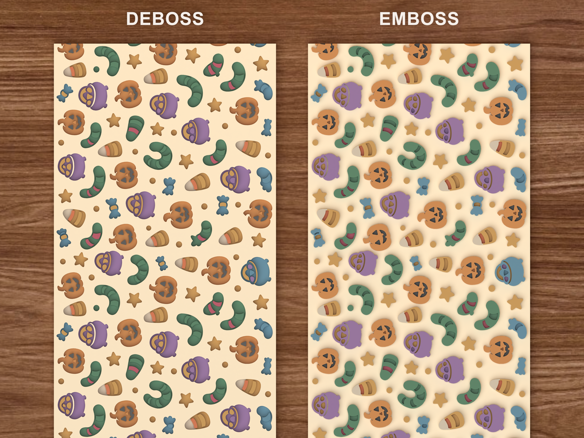 Gummy Worm Fright Textured Roller - 06 emboss deboss comparison colored