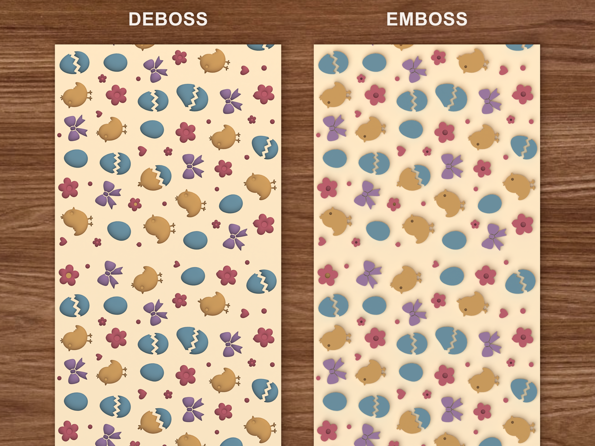 Easter Chick Textured Roller - 06 emboss deboss comparison colored
