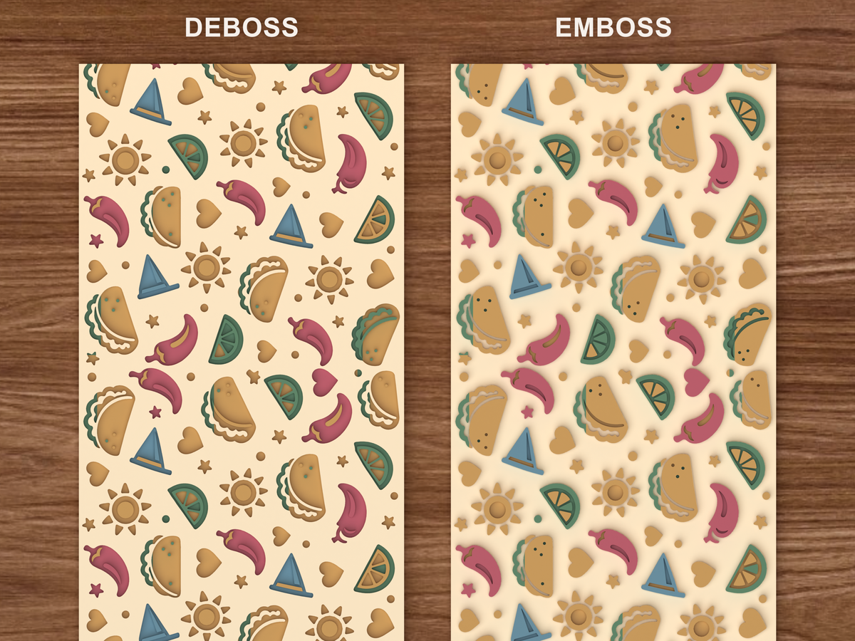 Taco Tuesday Fiesta Textured Roller - 06 emboss deboss comparison colored
