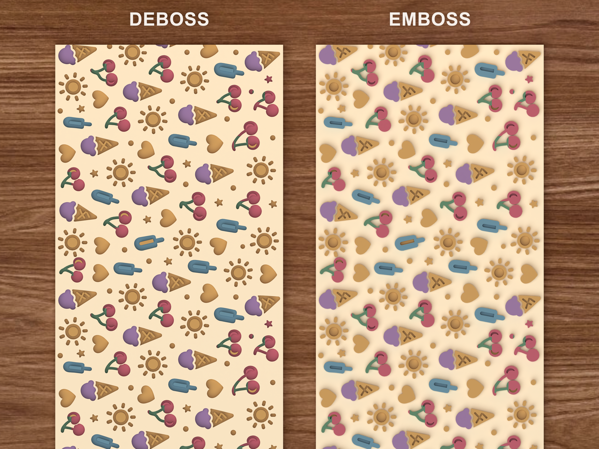 Summer Treats Textured Roller - 06 emboss deboss comparison colored