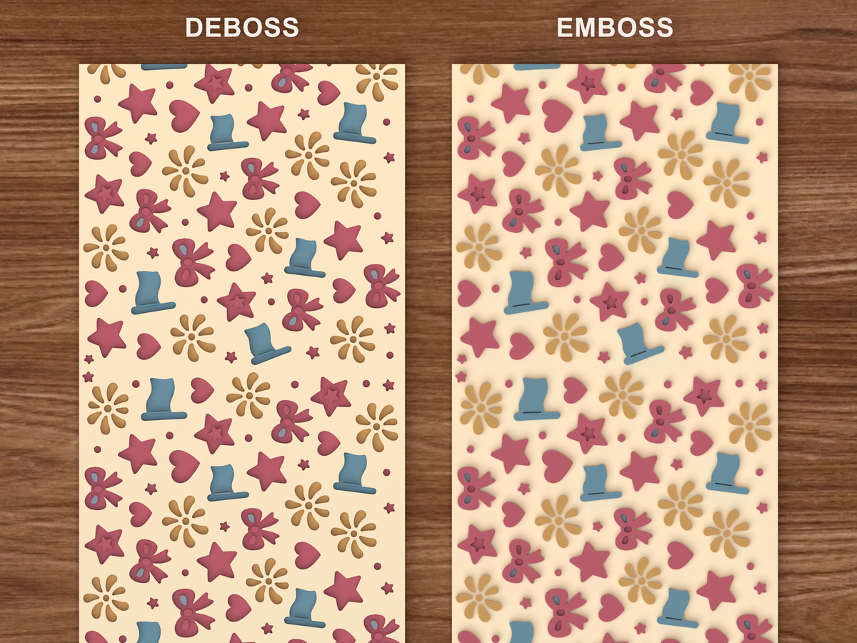 Patriotic Celebration Textured Roller - 06 emboss deboss comparison colored