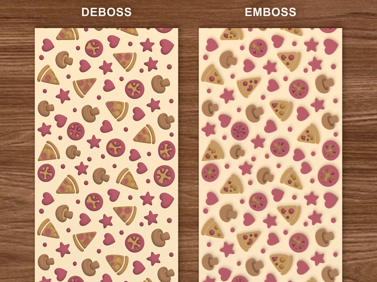 Pizza Party Textured Roller - 06 emboss deboss comparison colored