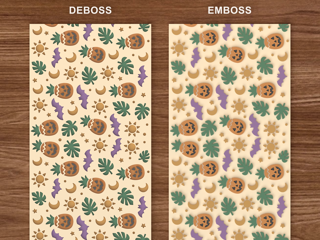 Summerween Pineapple Lantern Textured Roller STL File - 06 emboss deboss comparison colored