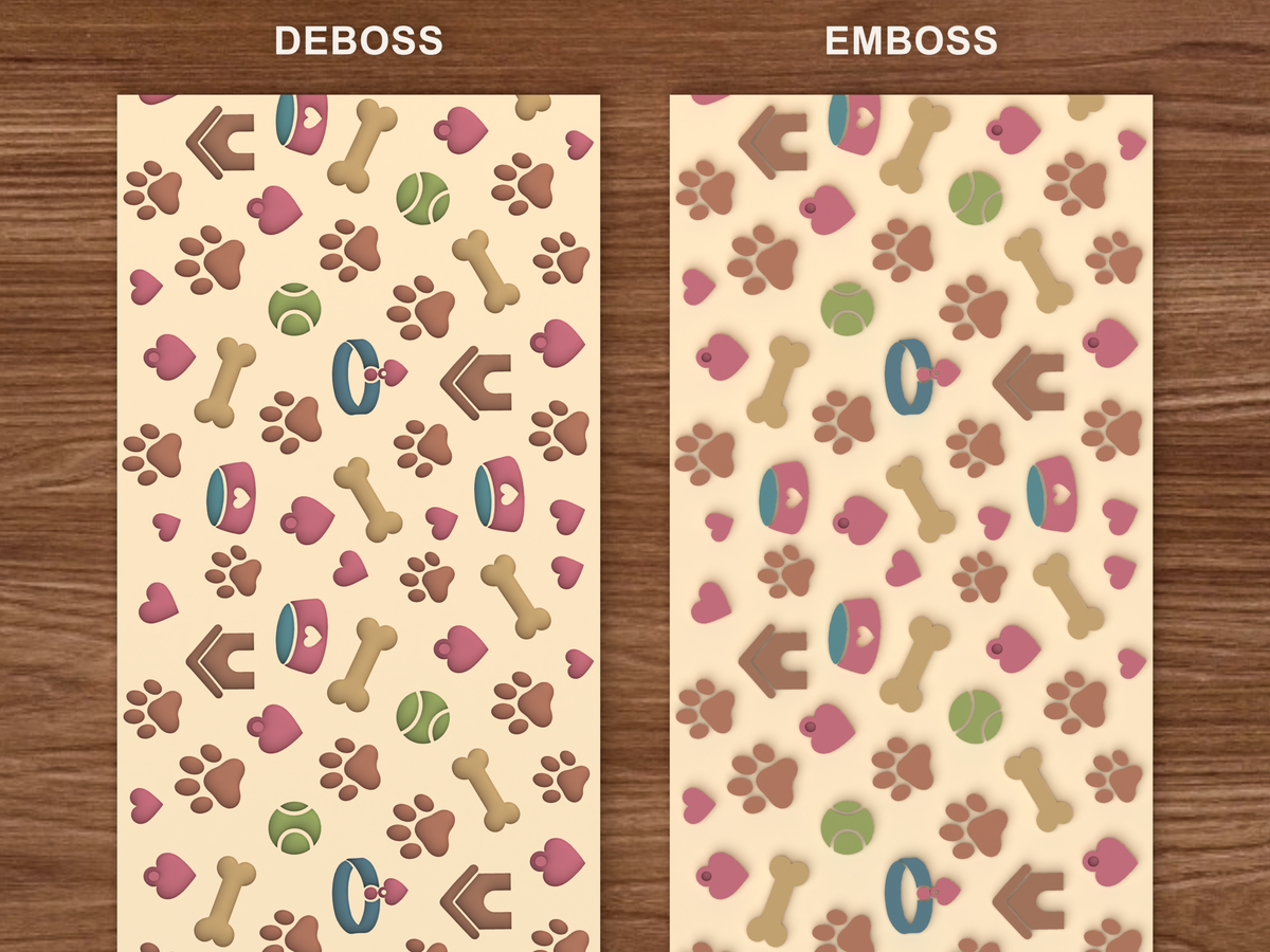 Dog Pet Textured Roller - 06 emboss deboss comparison colored