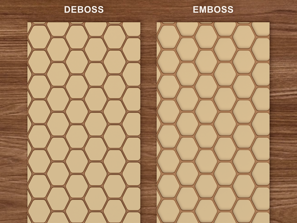 Honeycomb Hexagon Textured Roller STL File - 06 emboss deboss comparison colored