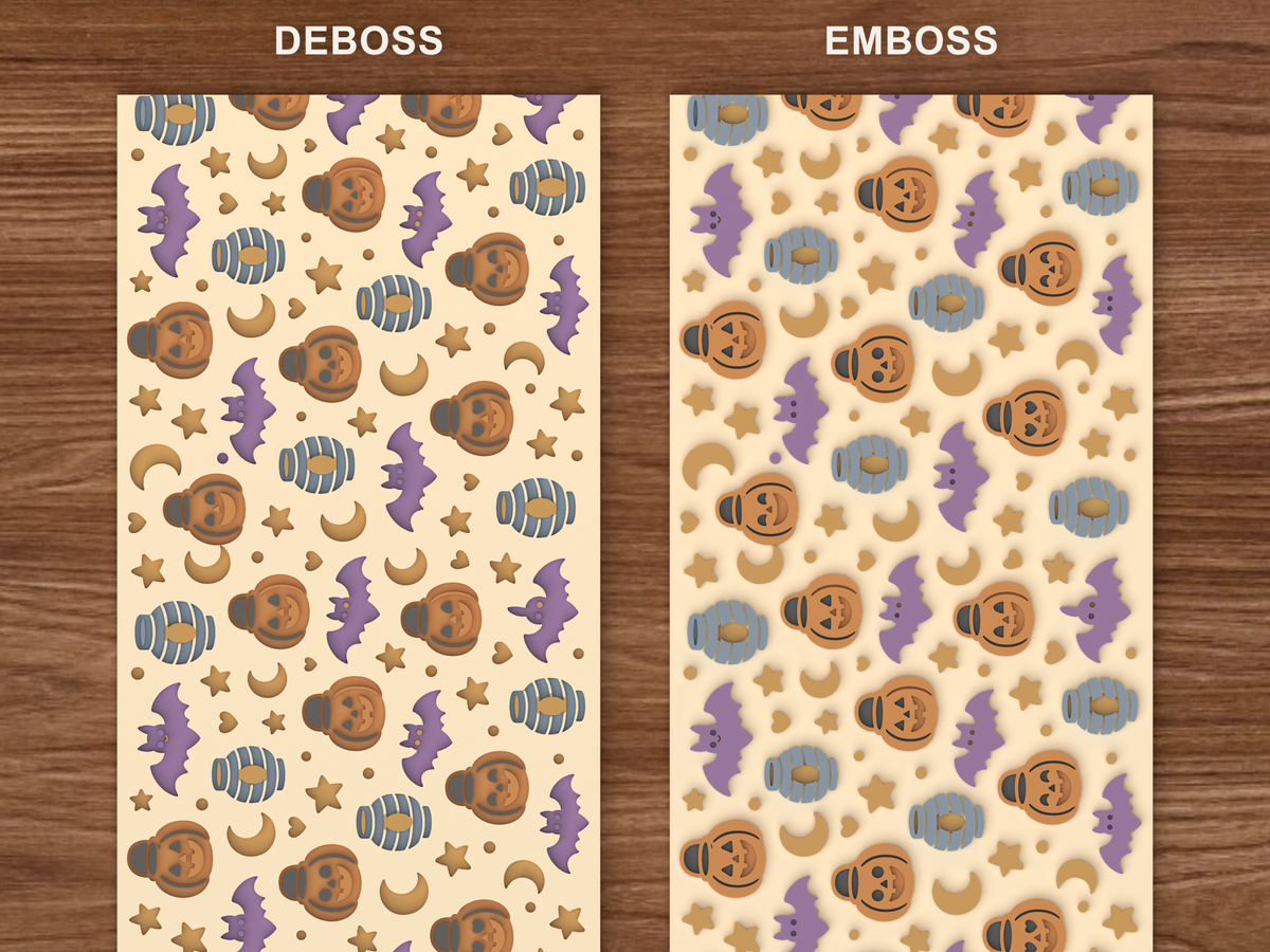 Pumpkin Lantern Parade Textured Roller - 06 emboss deboss comparison colored