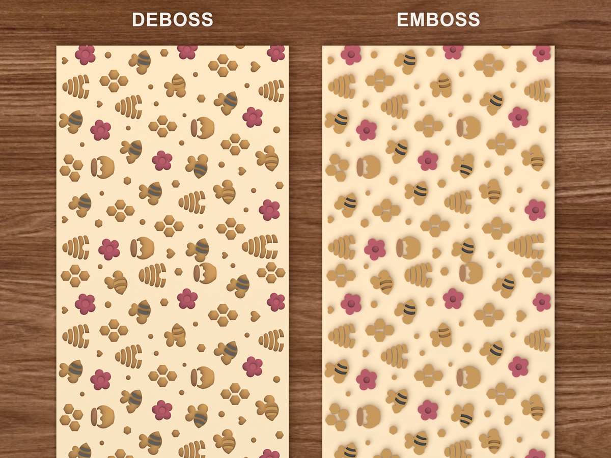 Honey Bee Garden Textured Roller - 06 emboss deboss comparison colored