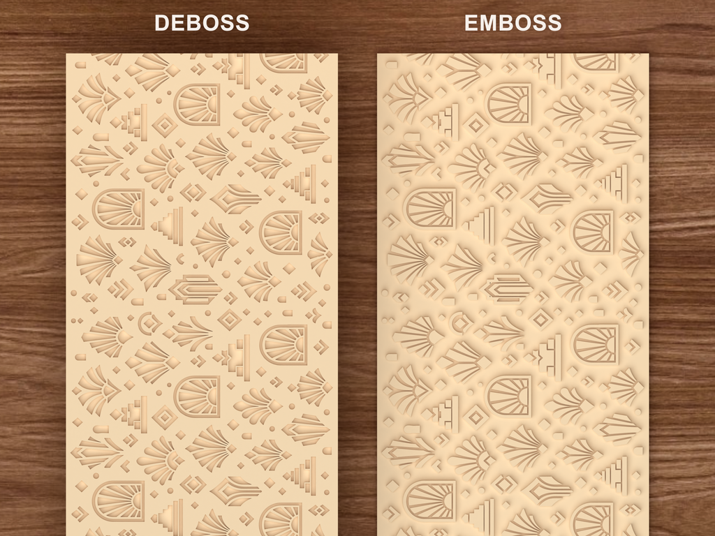 Art Deco Geometric Textured Roller STL File - 06 emboss deboss comparison