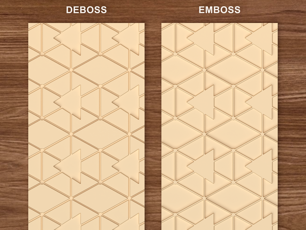 Bold Tribal Triangle Textured Roller STL File - 06 emboss deboss comparison
