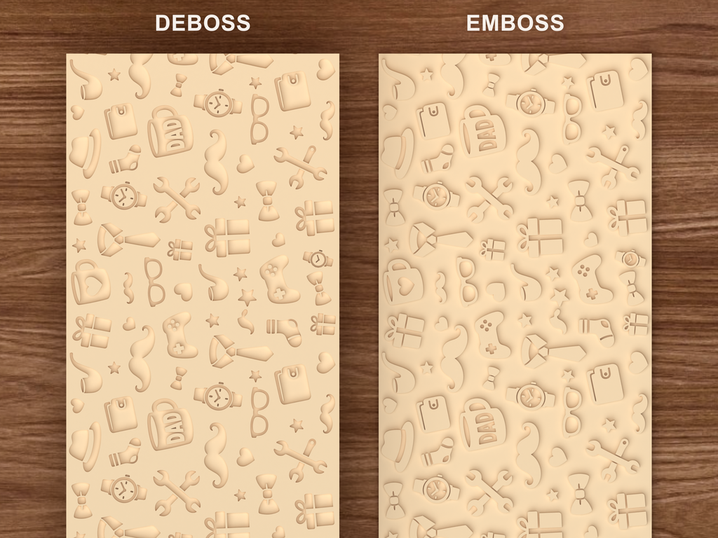 Father’s Day Dad Textured Roller STL File - 06 emboss deboss comparison