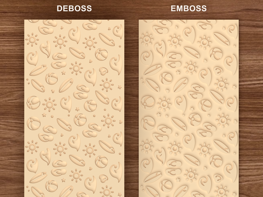 Beach Summer Textured Roller STL File - 06 emboss deboss comparison