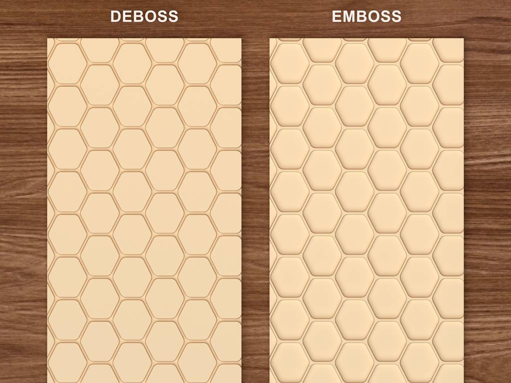 Honeycomb Hexagon Textured Roller STL File - 06 emboss deboss comparison