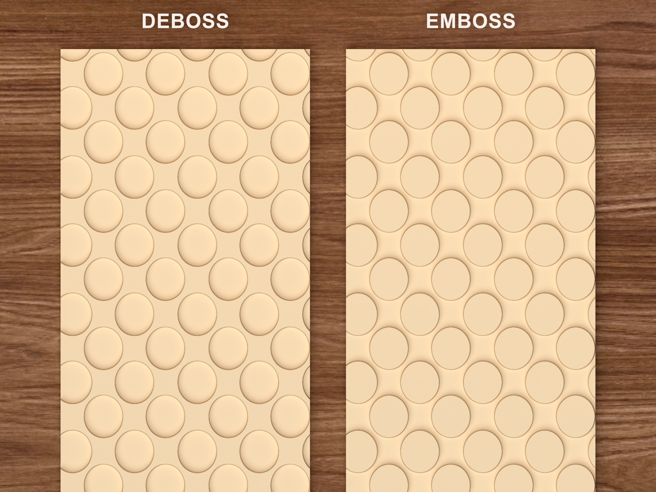 Oversized Polka Dot Textured Roller STL File - 06 emboss deboss comparison