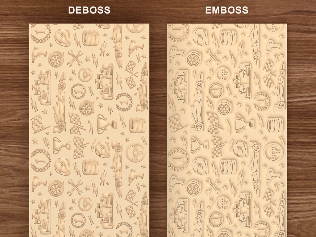 Formula Racing Textured Roller STL File - 06 emboss deboss comparison