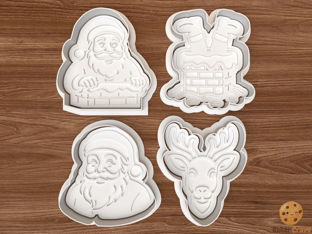 Reindeer & Santa Cookie Cutter Set STL File