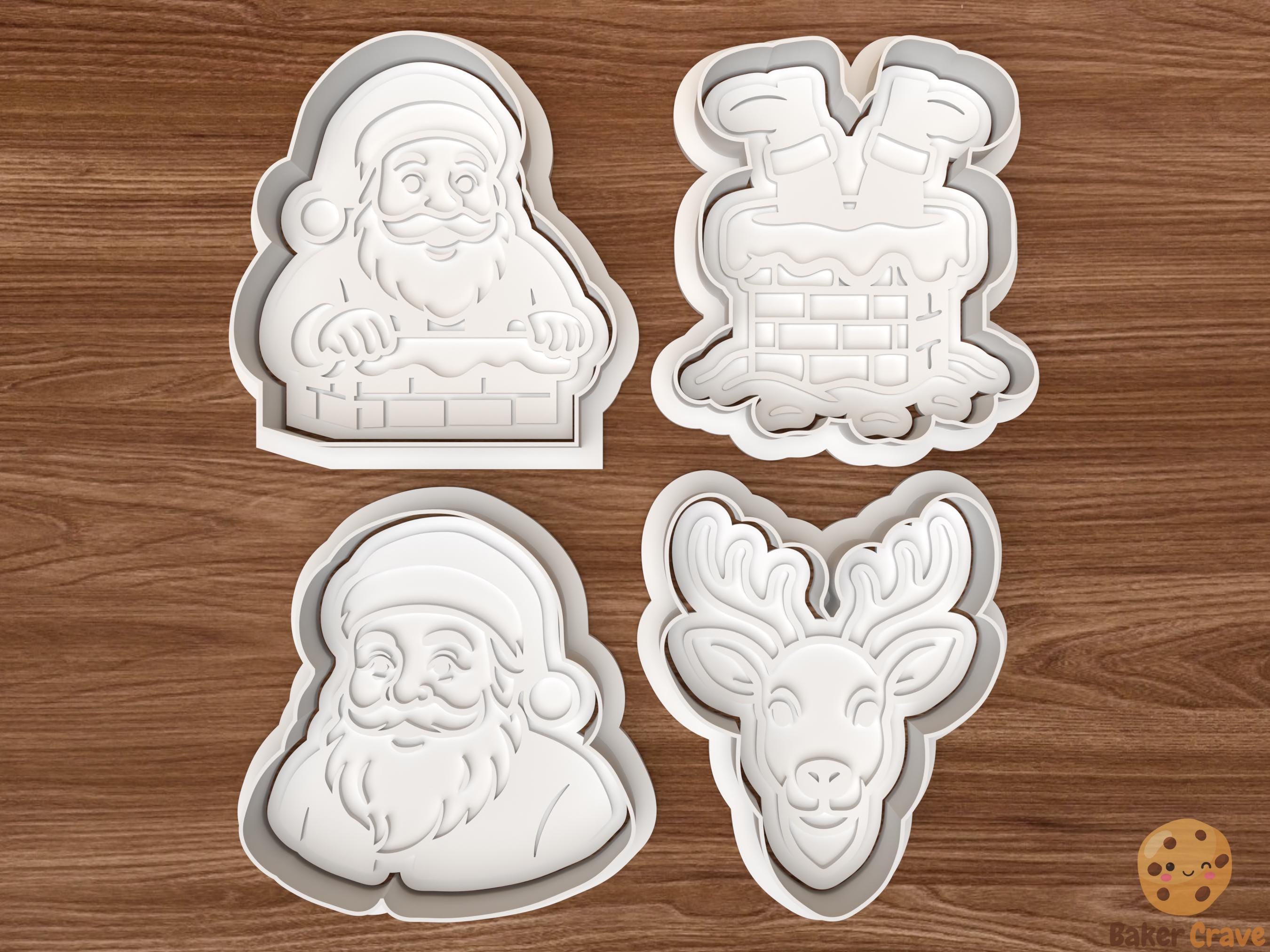 Reindeer & Santa Cookie Cutter Set STL File