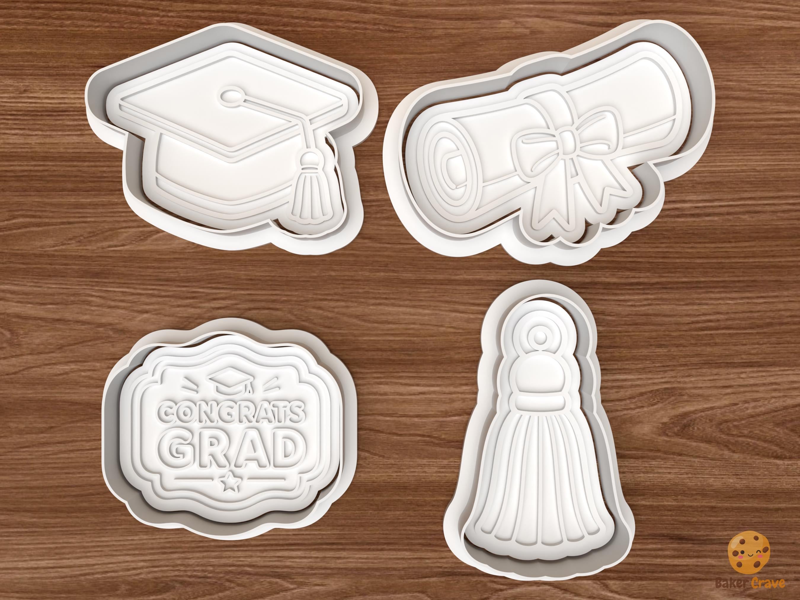 Congrats Grad Graduation Cookie Cutter Set STL File
