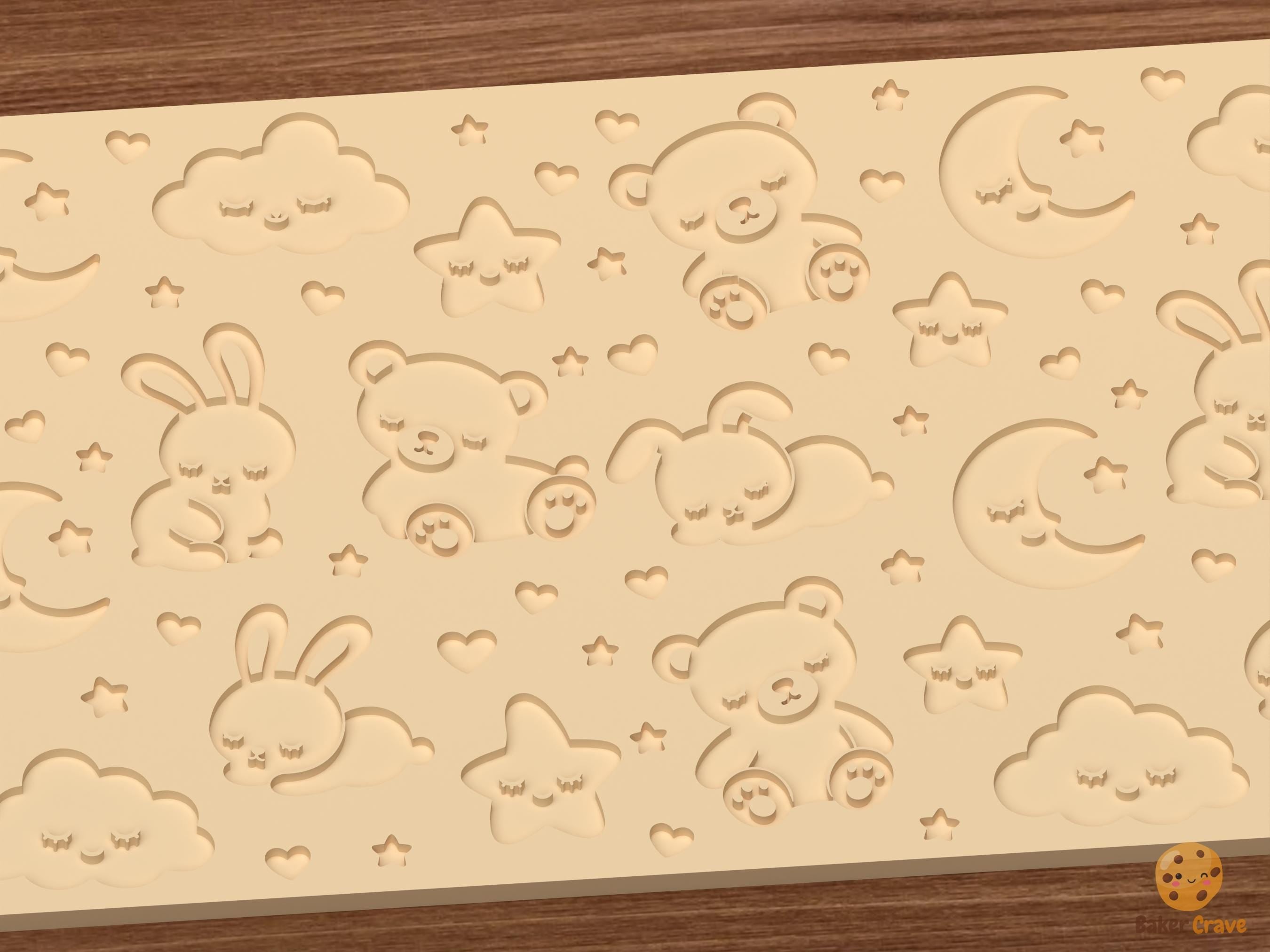 Sleepy Baby Animals Textured Roller STL File