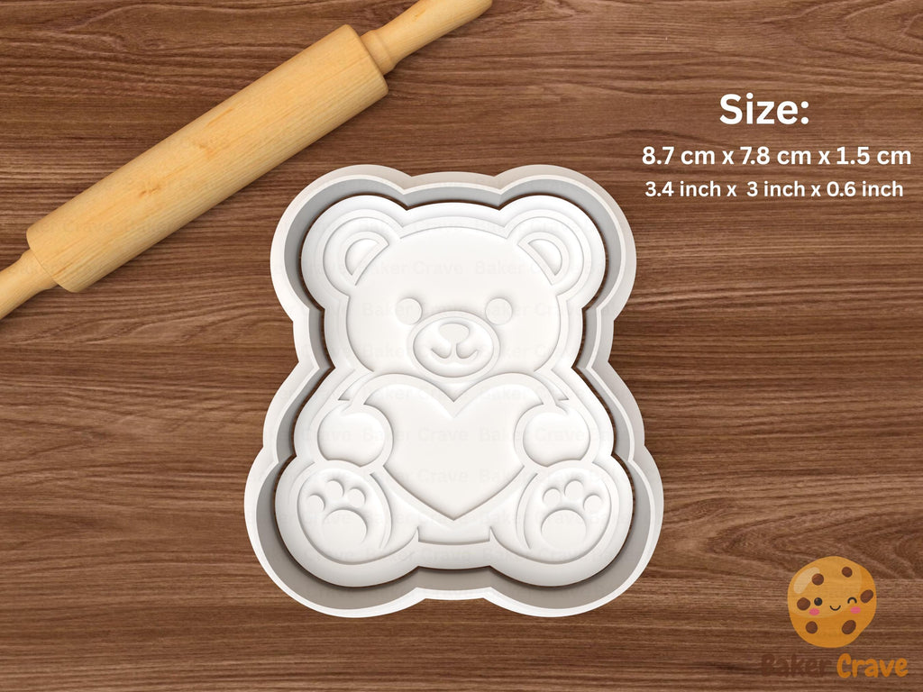 Teddy Bear With Heart Cookie Cutter Set STL File