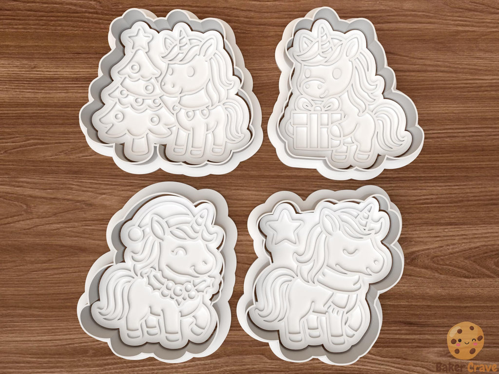Christmas Unicorn Cookie Cutter Set STL File