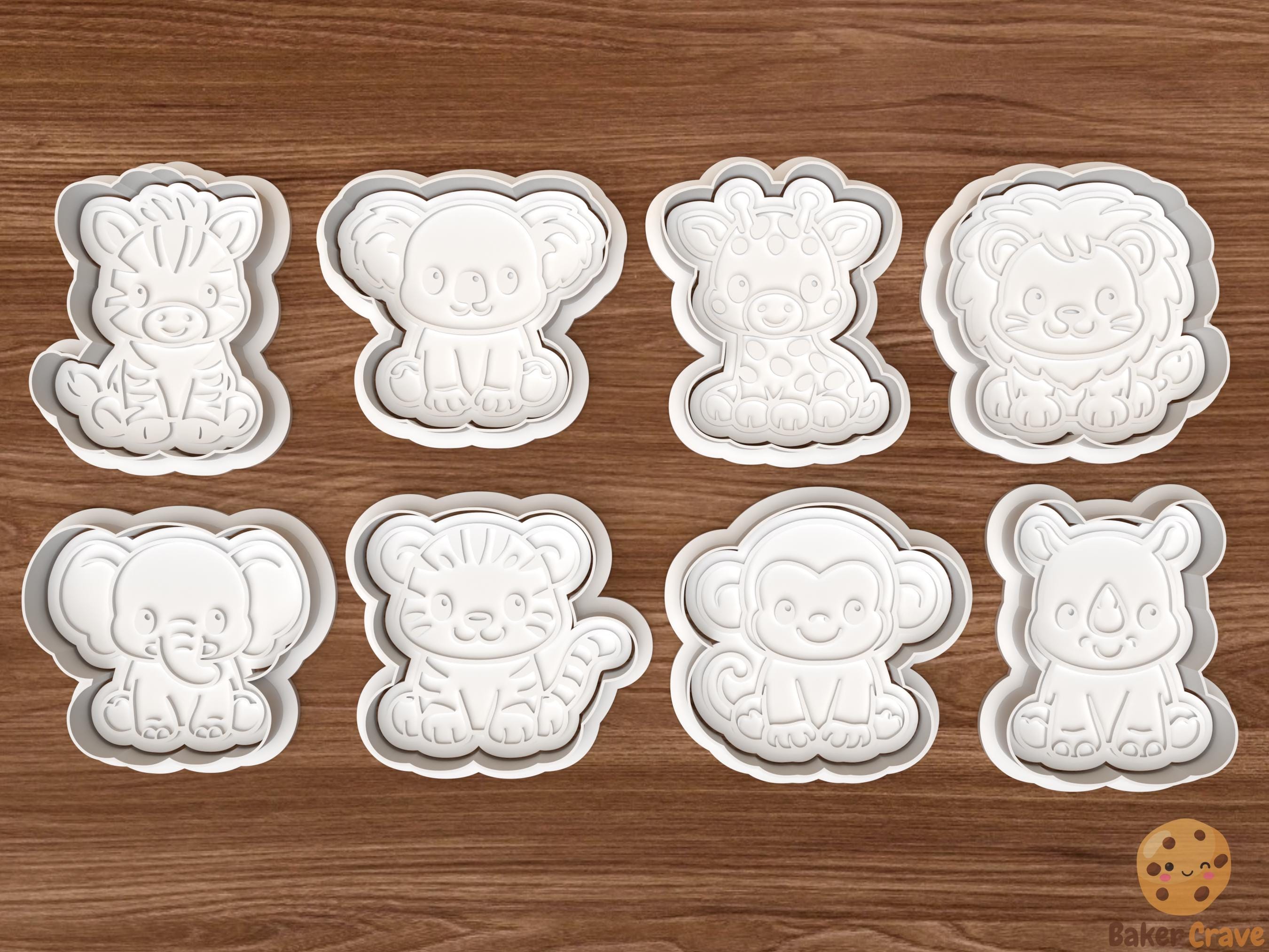 Baby Safari Animals Cookie Cutter Set STL File