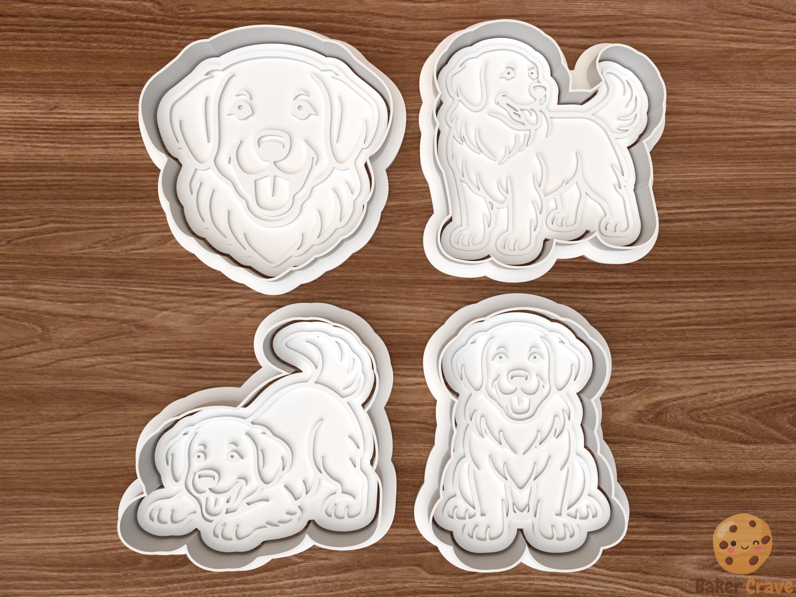 Golden Retriever Dog Cookie Cutter Set STL File