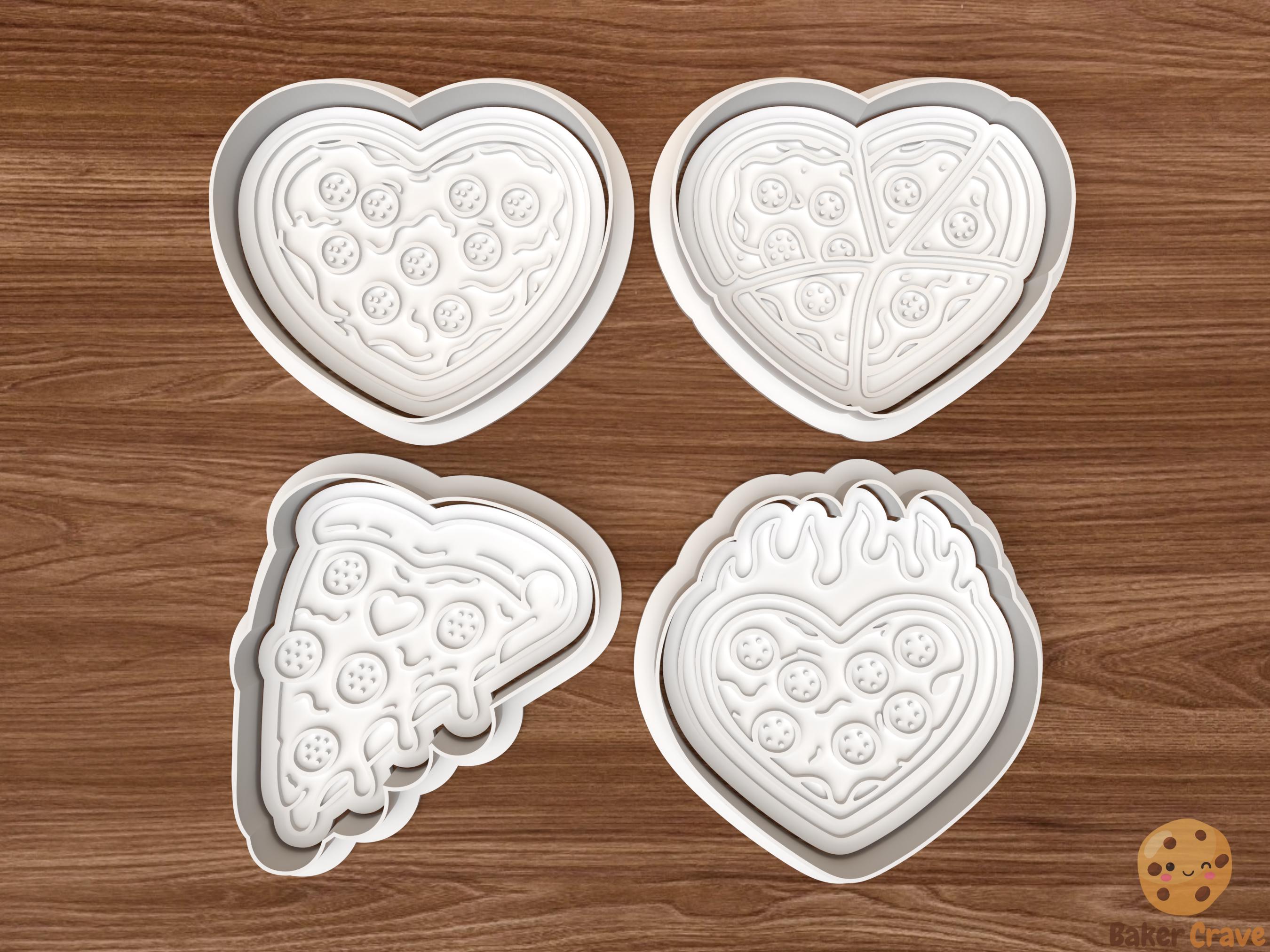 Valentine Heart Pizza Cookie Cutter Set STL File