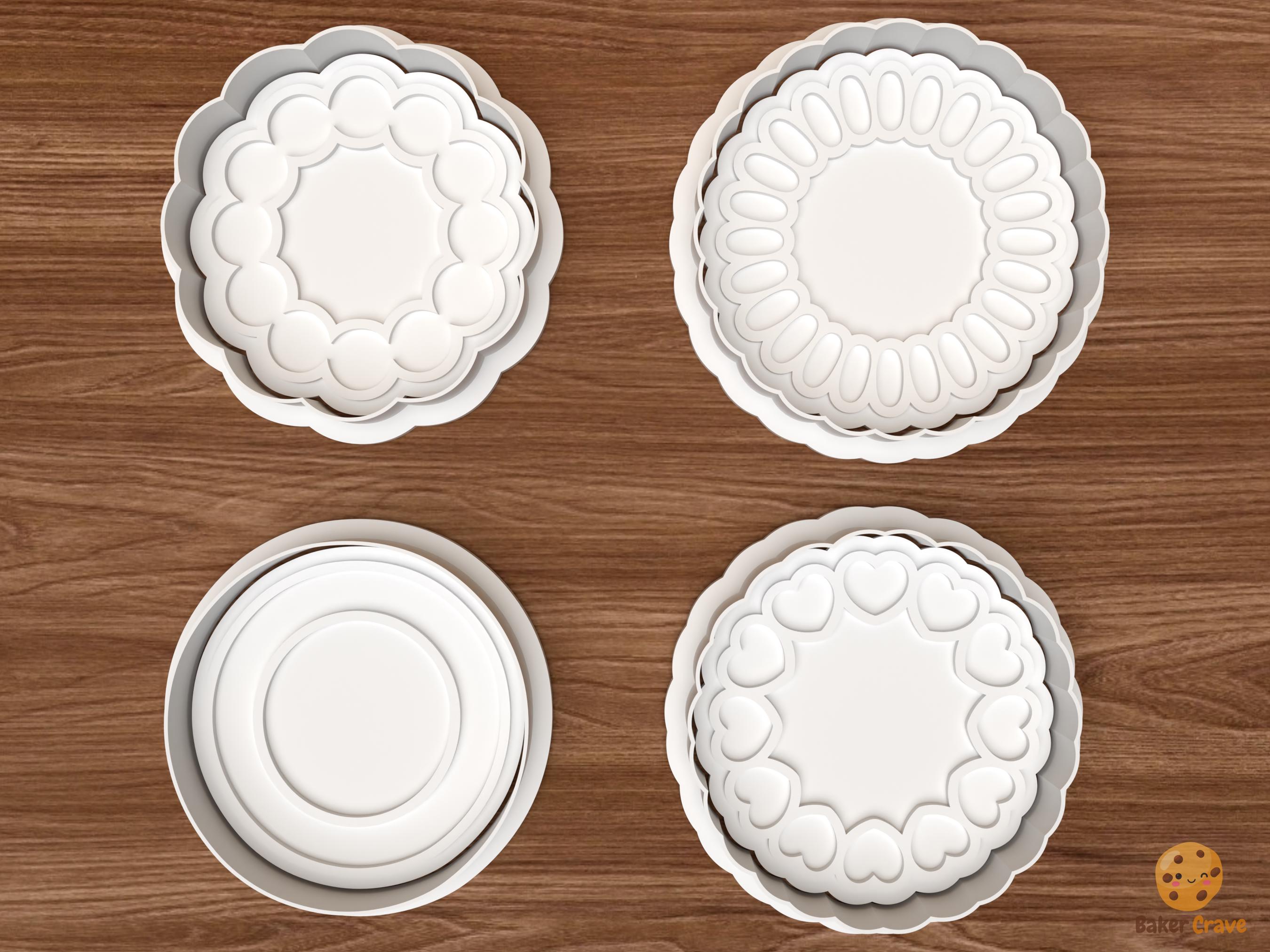 Round Cookie Frame Cookie Cutter Set STL File