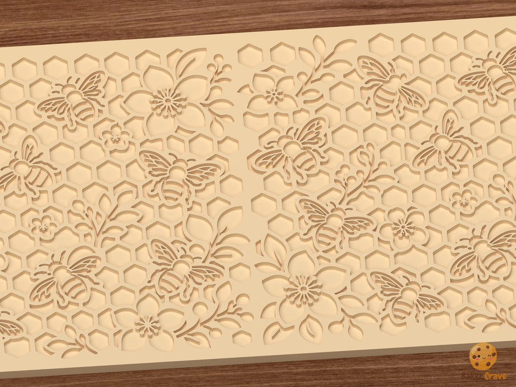 Honey Bee Floral Pattern Textured Roller STL File