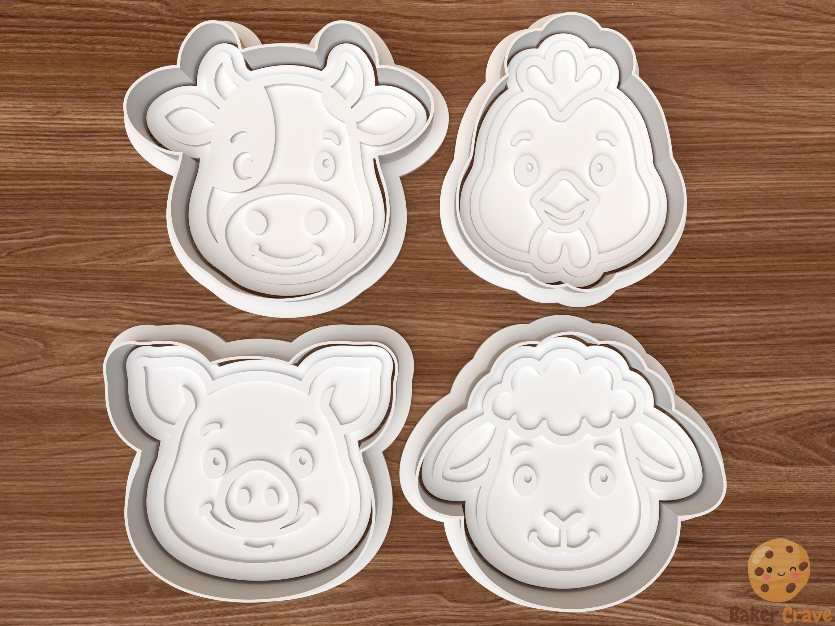 Farm Animal Faces Cookie Cutter Set STL File