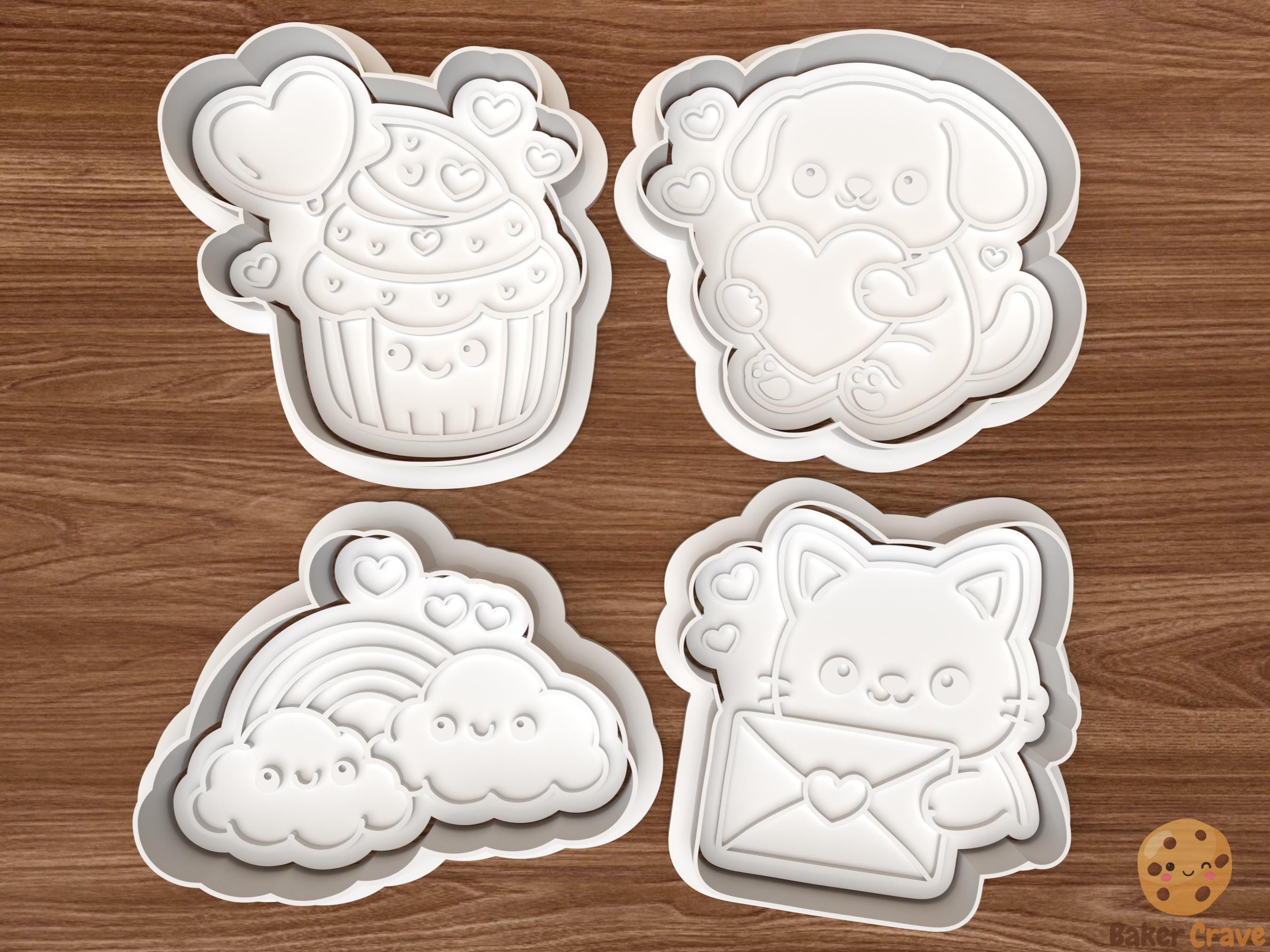 Cute Valentine Characters Cookie Cutter Set STL File