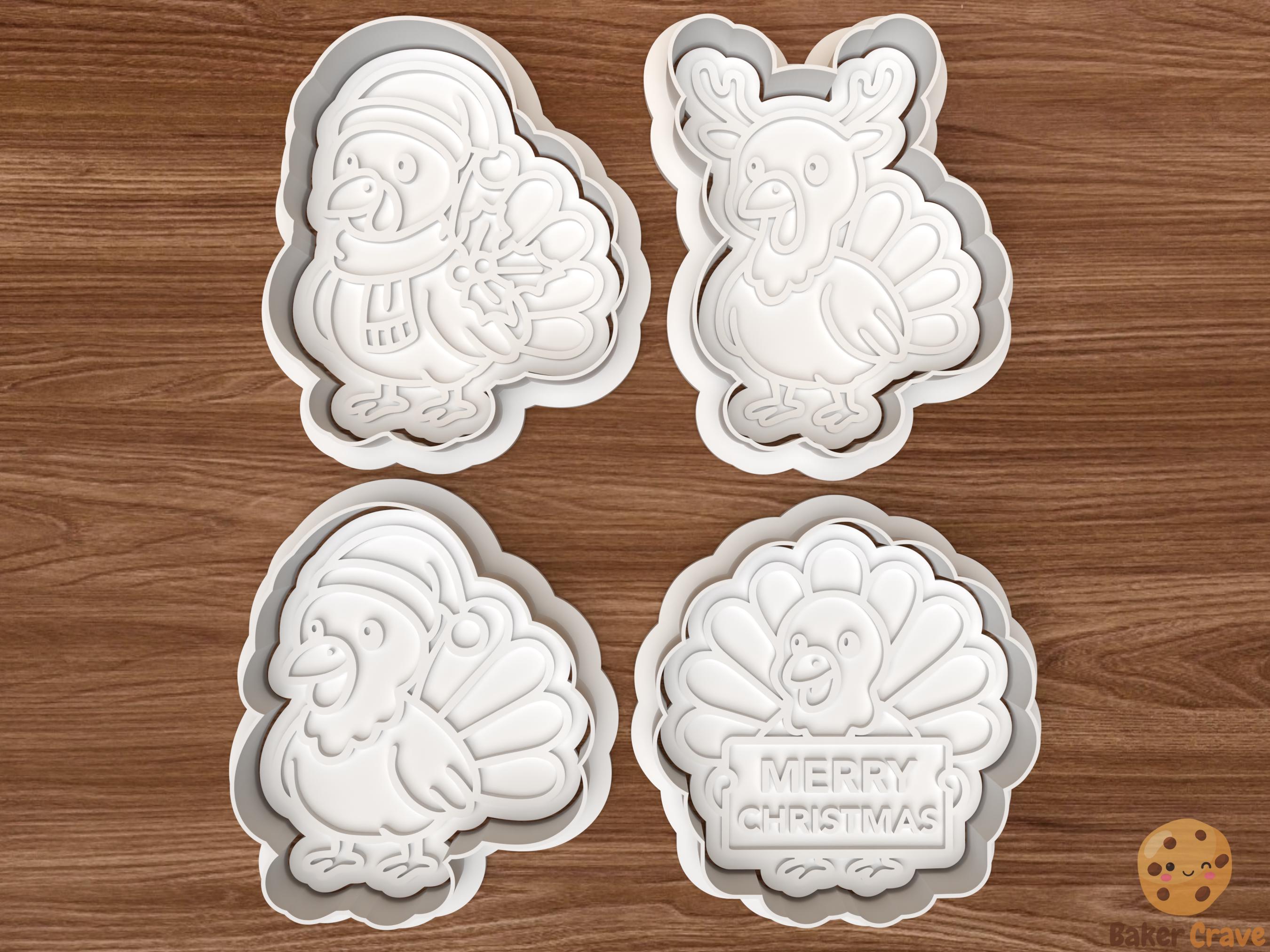 Christmas Turkey Cookie Cutter Set STL File