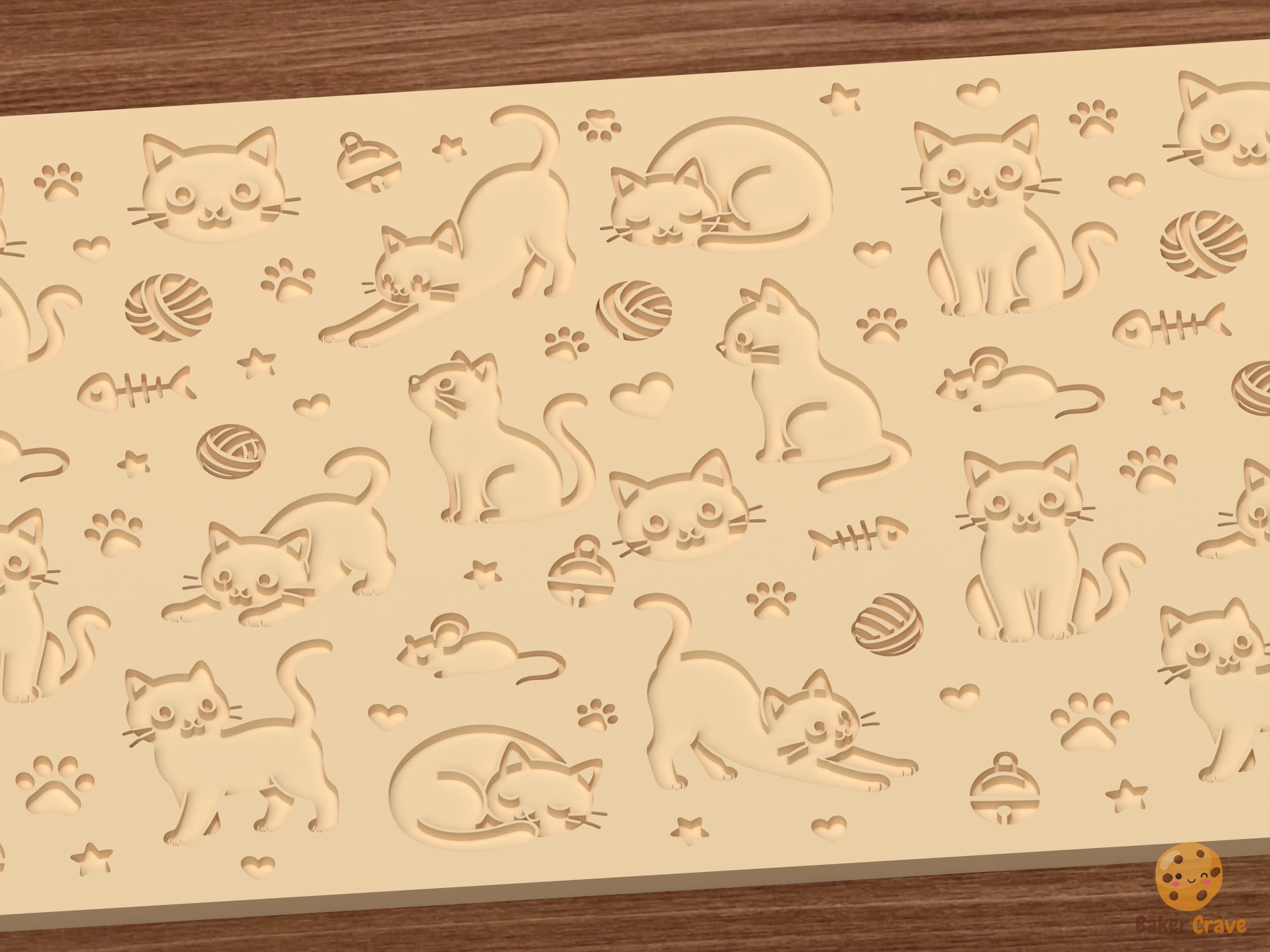 Cat Pattern Textured Roller STL File