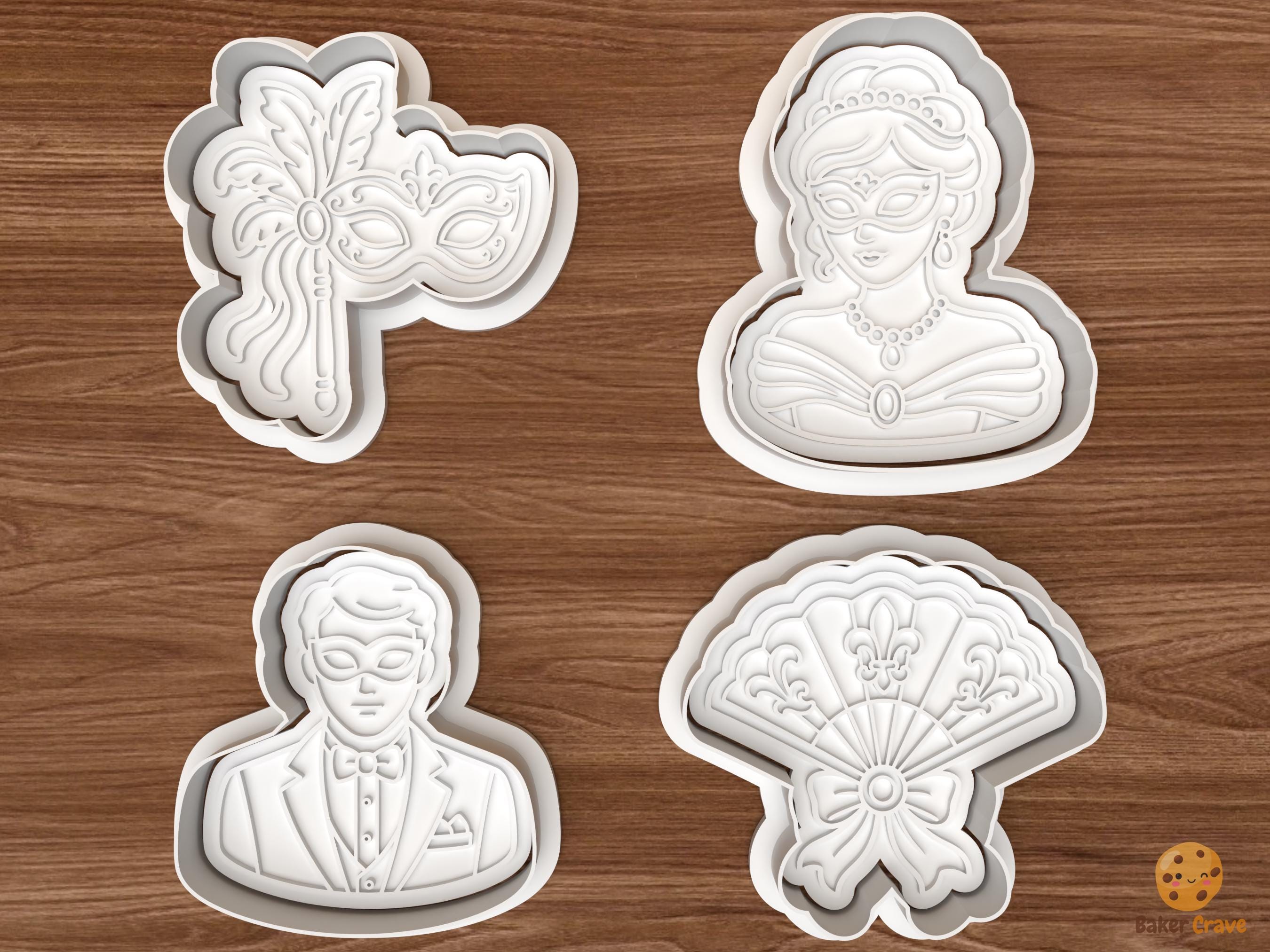 Venetian Masquerade Cookie Cutter Set STL File