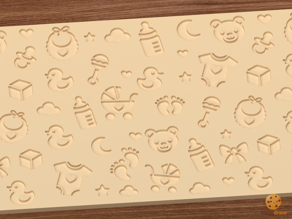 Baby Shower Pattern Textured Roller STL File