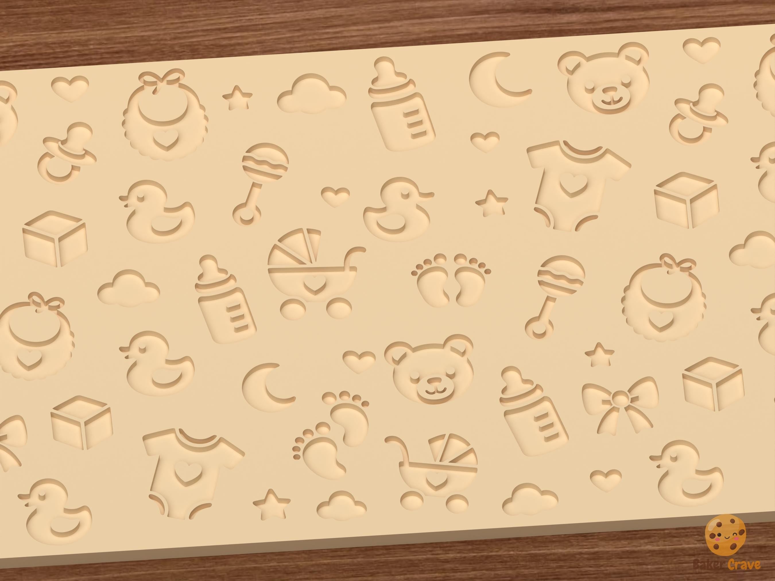 Baby Shower Pattern Textured Roller STL File