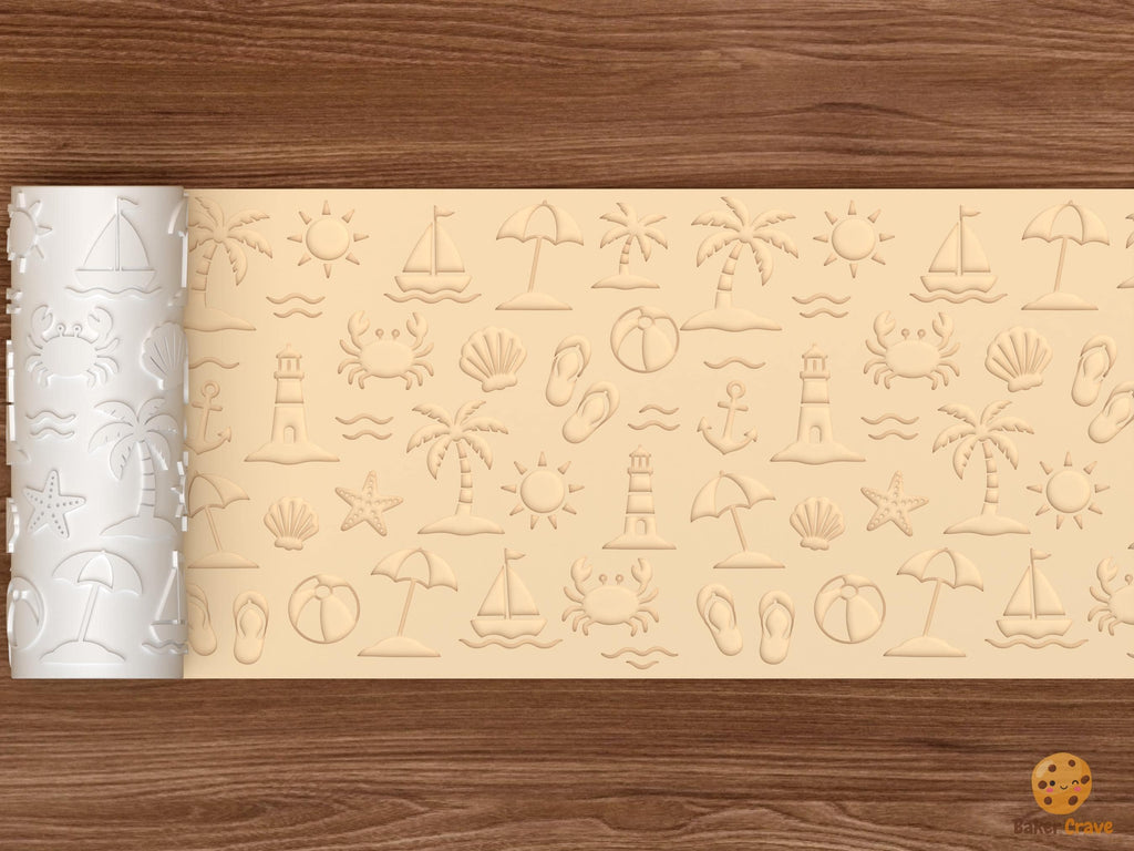 Beach Summer Pattern Textured Roller STL File