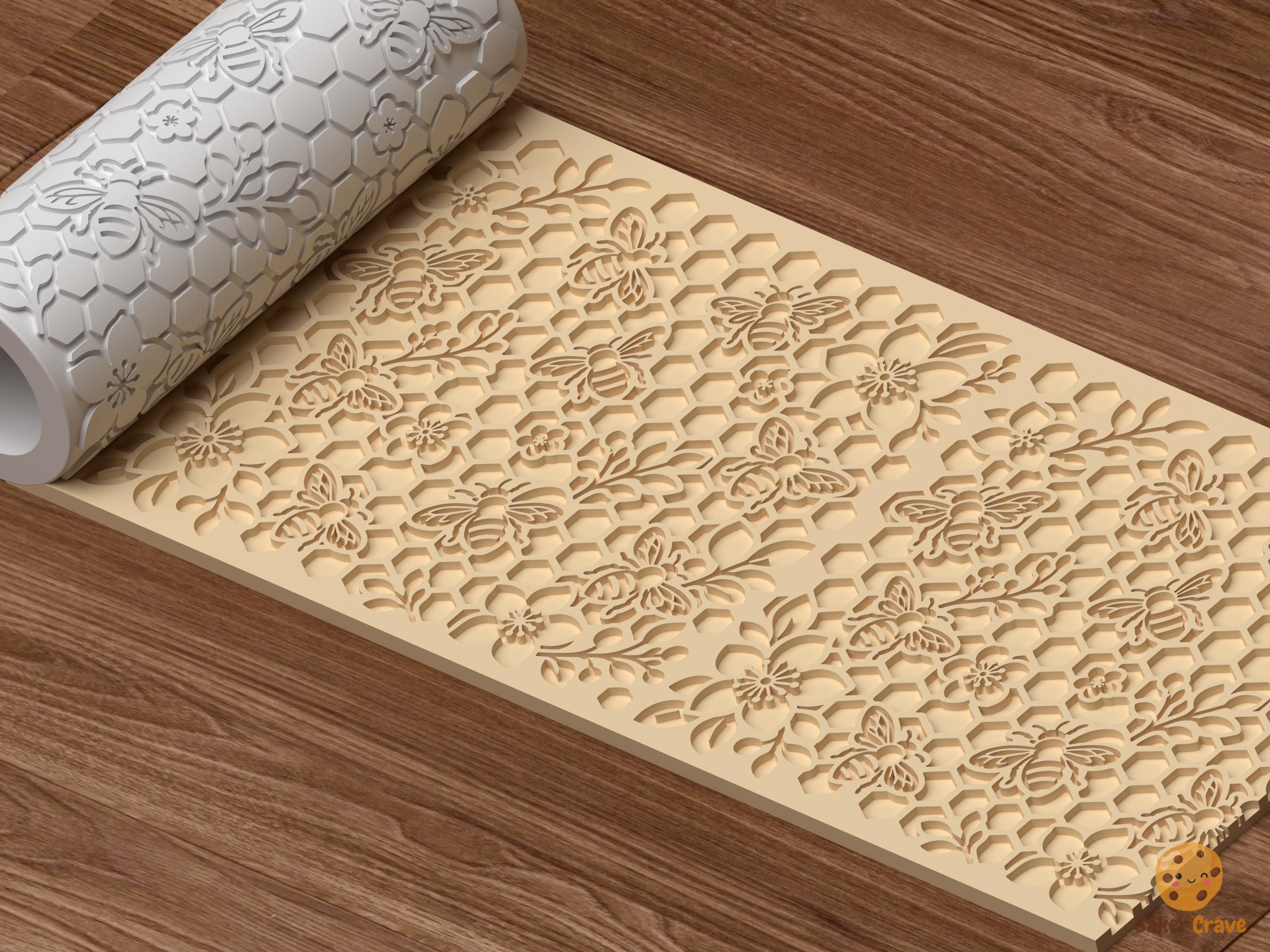 Honey Bee Floral Pattern Textured Roller STL File