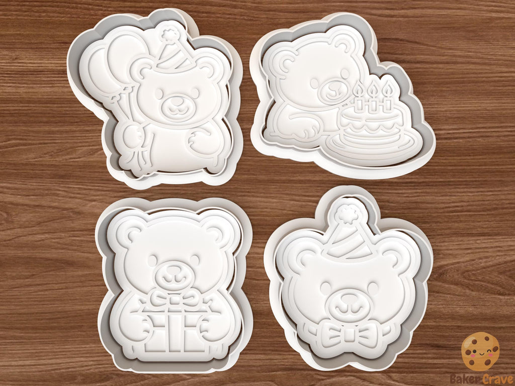 Birthday Teddy Bear Cookie Cutter Set STL File